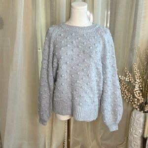 GAP Grey Knit Bubble Sleeve Dot Sz Medium